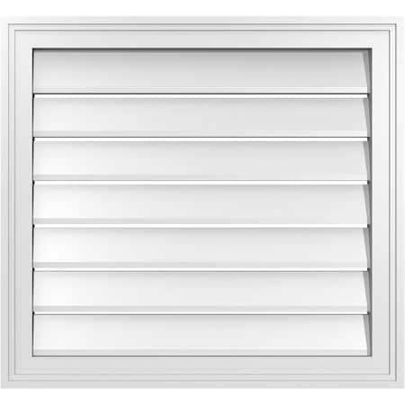 Ekena Millwork Vertical Surface Mount PVC Gable Vent: Functional, w/ 2"W x 1-1/2"P Brickmould Frame, 26"W x 24"H GVPVE26X2402SF